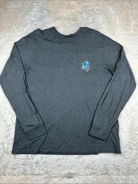 Vineyard Vines Mens Large Marlin Fishing Long Sleeve Pocket T Shirt Gray Casual